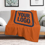 Custom Orange Navy Blue Blanket