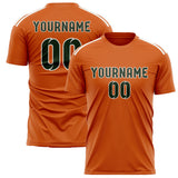 Custom Orange Dark Green Soccer Jersey