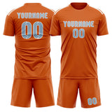 Custom Orange Light Blue Soccer Set