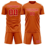 Custom Orange Orange Red Soccer Set