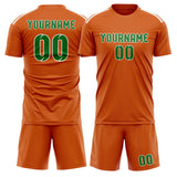 Custom Orange Emerald Green Soccer Set