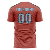 Custom Copper Rose Light Blue Soccer Jersey