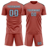 Custom Copper Rose Light Blue Soccer Set