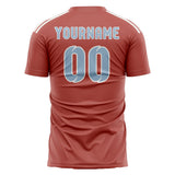 Custom Copper Rose Light Blue Soccer Jersey