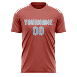 Custom Copper Rose Light Blue Soccer Jersey
