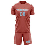 Custom Copper Rose Light Blue Soccer Set