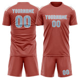 Custom Copper Rose Light Blue Soccer Set