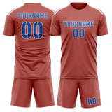 Custom Copper Rose Sky Blue Soccer Set