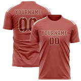 Custom Copper Rose Coral Red Soccer Jersey