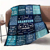Blanket for Grandson Gifts - Dear Grandson You’re Awesome - From Grandma Grandpa, Birthday Christmas Graduation, Motivational Encouragement