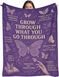 Blanket for Son Gifts, “Grow Through What You Go Through”, From Mom Dad, Birthday Christmas Graduation Holiday, Inspirational Motivational