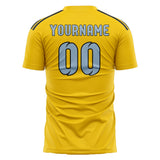 Custom Gold Light Blue Soccer Jersey