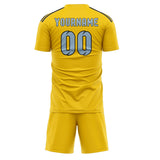 Custom Gold Light Blue Soccer Set