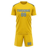 Custom Gold Light Blue Soccer Set