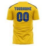 Custom Gold Sky Blue Soccer Jersey