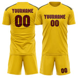 Custom Gold Crimson Red Soccer Set