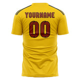 Custom Gold Coral Red Soccer Jersey