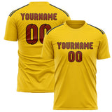 Custom Gold Coral Red Soccer Jersey