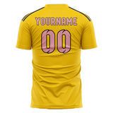 Custom Gold Light Pink Soccer Jersey