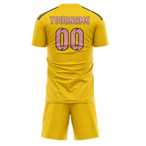 Custom Gold Light Pink Soccer Set