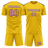 Custom Gold Light Pink Soccer Set