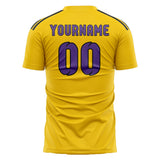 Custom Gold Light Purple Soccer Jersey