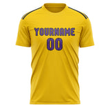 Custom Gold Light Purple Soccer Jersey