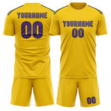 Custom Gold Light Purple Soccer Set