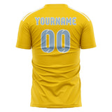 Custom Gold Light Blue Soccer Jersey