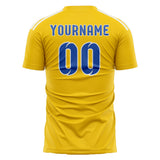 Custom Gold Sky Blue Soccer Jersey
