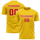 Custom Gold Orange Red Soccer Jersey