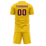 Custom Gold Crimson Red Soccer Set
