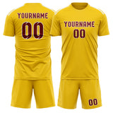 Custom Gold Crimson Red Soccer Set