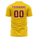 Custom Gold Coral Red Soccer Jersey