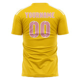 Custom Gold Light Pink Soccer Jersey