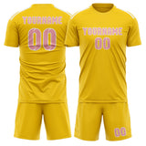Custom Gold Light Pink Soccer Set
