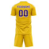 Custom Gold Light Purple Soccer Set