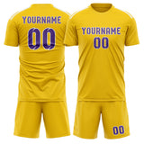 Custom Gold Light Purple Soccer Set