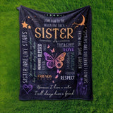 Blanket for Sister Gifts - Love You to the Moon and Back Sister - From Family, Birthday, Christmas, Everyday Encouragement, Inspirational Motivation