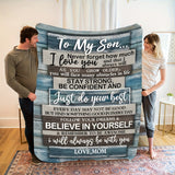Blanket for Son Gifts - To My Son... Never forget how much I love you... Just do your best - From Mom, Birthday, Graduation, Everyday Encouragement, Inspirational Motivational