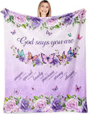 Blanket for Daughter Gifts, “God says you are”, From Mom Dad, Birthday Christmas Graduation Holiday, Inspirational Motivational