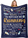 Blanket for Son Gifts, “I’d Rather Be Running”, From Mom Dad, Birthday Christmas Graduation Holiday, Inspirational Motivational