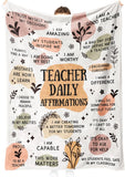 Teacher Gifts Blanket, “Teacher Daily Affirmations”, From Students Parents, Birthday Christmas Graduation Holiday, Inspirational Motivational
