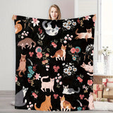 Blanket Gifts for Cat Lovers Blanket - Cats and Flowers Delight,” From Family, Birthday, Christmas, Everyday Encouragement, Inspirational