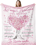 Gifts for Sister Blanket, “La mejor Hermana del Mundo”, From Sister, Birthday Christmas Graduation Holiday, Inspirational Motivational
