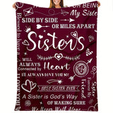 Blanket for Sister Gifts - Sisters Side by Side or Miles Apart Always Connected by Heart - From Sibling, Birthday, Christmas, Everyday Encouragement, Inspirational