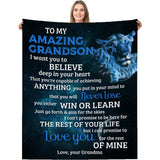 Gifts for Grandson Blanket - To My Amazing Grandson I Want You to Believe Deep in Your Heart,” From Grandma, Birthday, Graduation, Everyday Encouragement, Inspirational