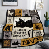 Blanket for Cat Lovers Gifts - Life Is Better With A Cat - From Cat Moms Dads, Birthday Christmas Everyday Encouragement, Inspirational Motivational