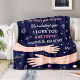 Blanket for Son Gifts, “This is a hug just for you... I love you and you’re always in my heart”, From Mom Dad, Birthday Christmas Graduation, Inspirational