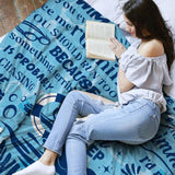 Blanket for Son Gifts, “Just Keep Swimming”, From Mom Dad, Birthday, Christmas, Graduation, Motivational Inspirational Blue